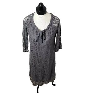Garnet Hill Gray Floral Bohemian Easy Lace Sheath Dress Knee‎ Length Size 6